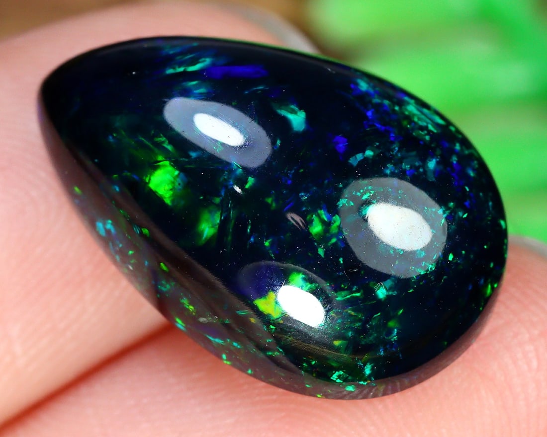 7.18Ct Natural Ethiopian Welo Black Smoke Opal Cabochon: 19x12x7mm Weight: 7.18Ct
