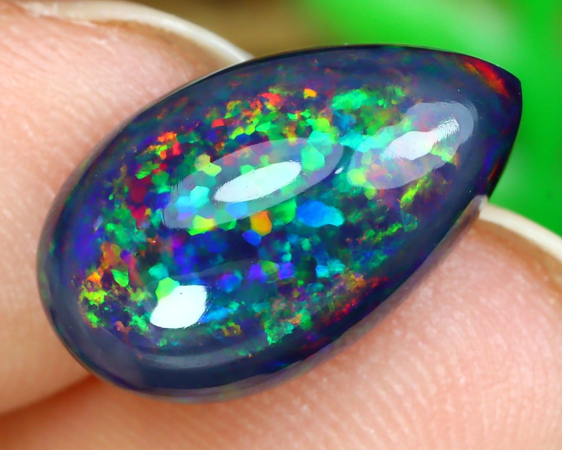 3.75Ct Natural Ethiopian Welo Black Smoke Opal Cabochon: 13.7x8x6.7mm Weight: 3.75 grams