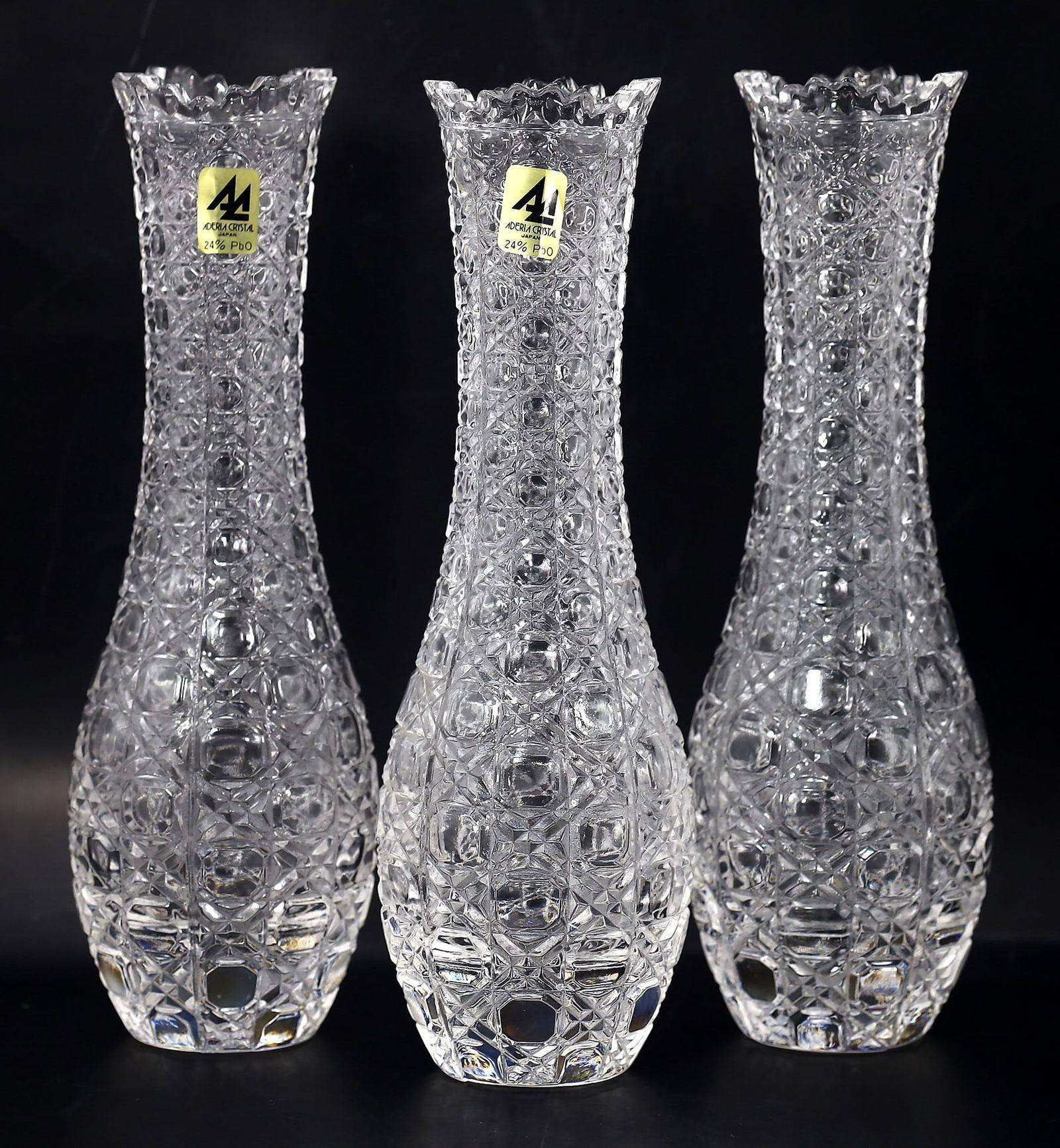 3 Vintage Japanese Aderia Crystal American Brilliant Cut Crystal Vases (1 of 3)