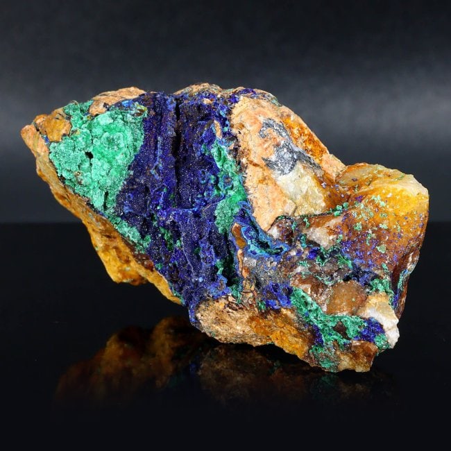 Dark Blue Azurite with Green Malachite Crystal Association Utah: 74x35.8mm Weight: 101 grams