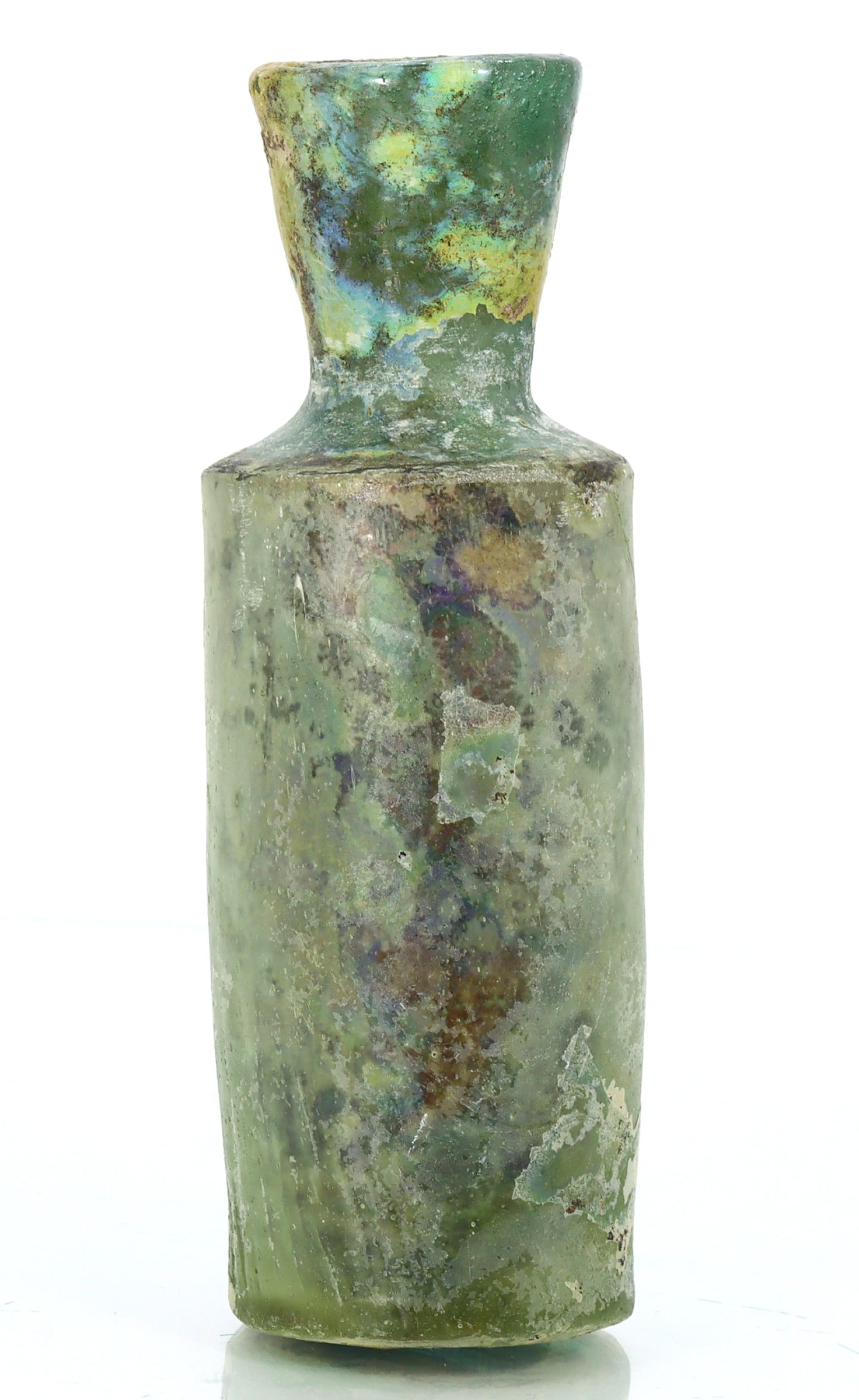4.4" Inches Ancient Western Asiatic Roman Glass Unguentarium Flask Art Antique: 4.4" Inches Weight: 84 grams