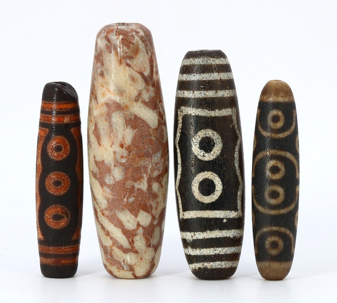 Collection Lot of Chinese Tibetan Etched Agate dZi Beads (1 of 3)