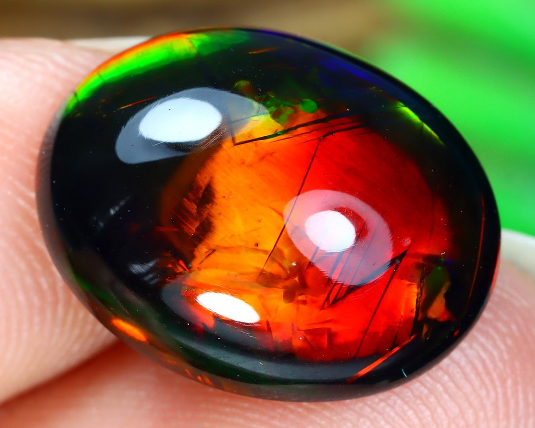 5.70Ct Natural Ethiopian Welo Black Smoke Opal Cabochon (1 of 4)