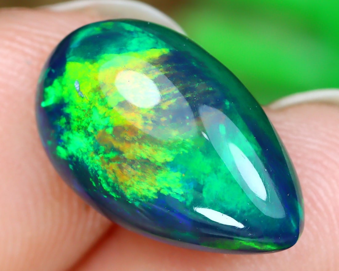 3.40Ct Natural Ethiopian Welo Black Smoke Opal Cabochon (1 of 5)