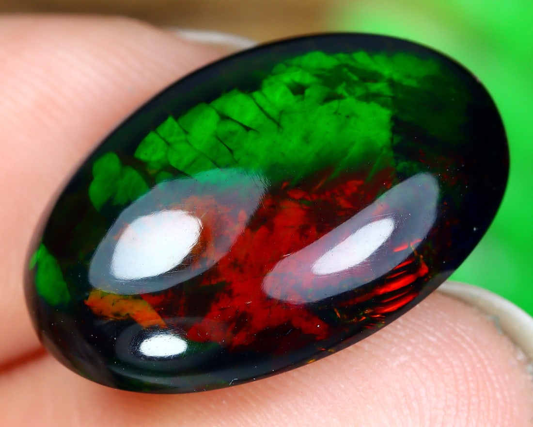7.37Ct Natural Ethiopian Welo Black Smoke Opal Cabochon (1 of 4)