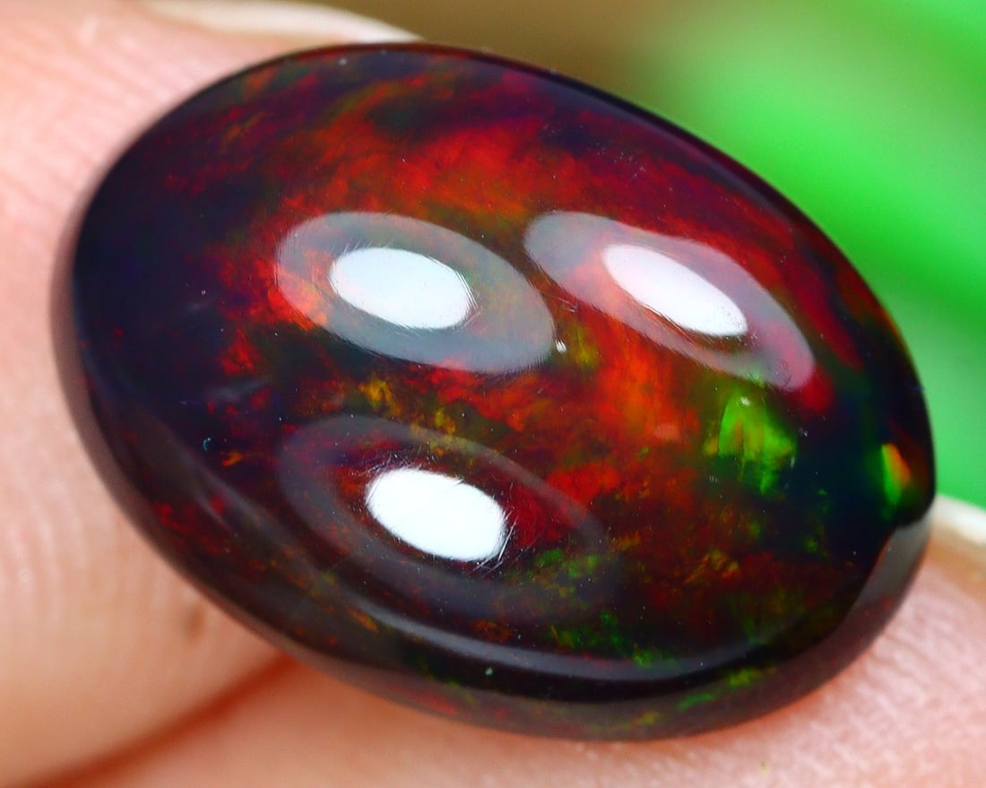 2.93Ct Natural Ethiopian Welo Black Smoke Opal Cabochon: 13.3x9.2x5 Weight: 2.93 Ct