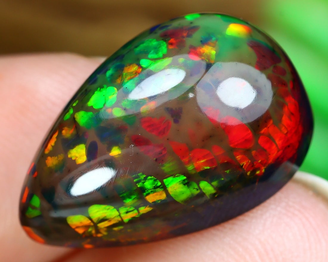 9.66Ct Natural Ethiopian Welo Black Smoke Opal Cabochon (1 of 6)