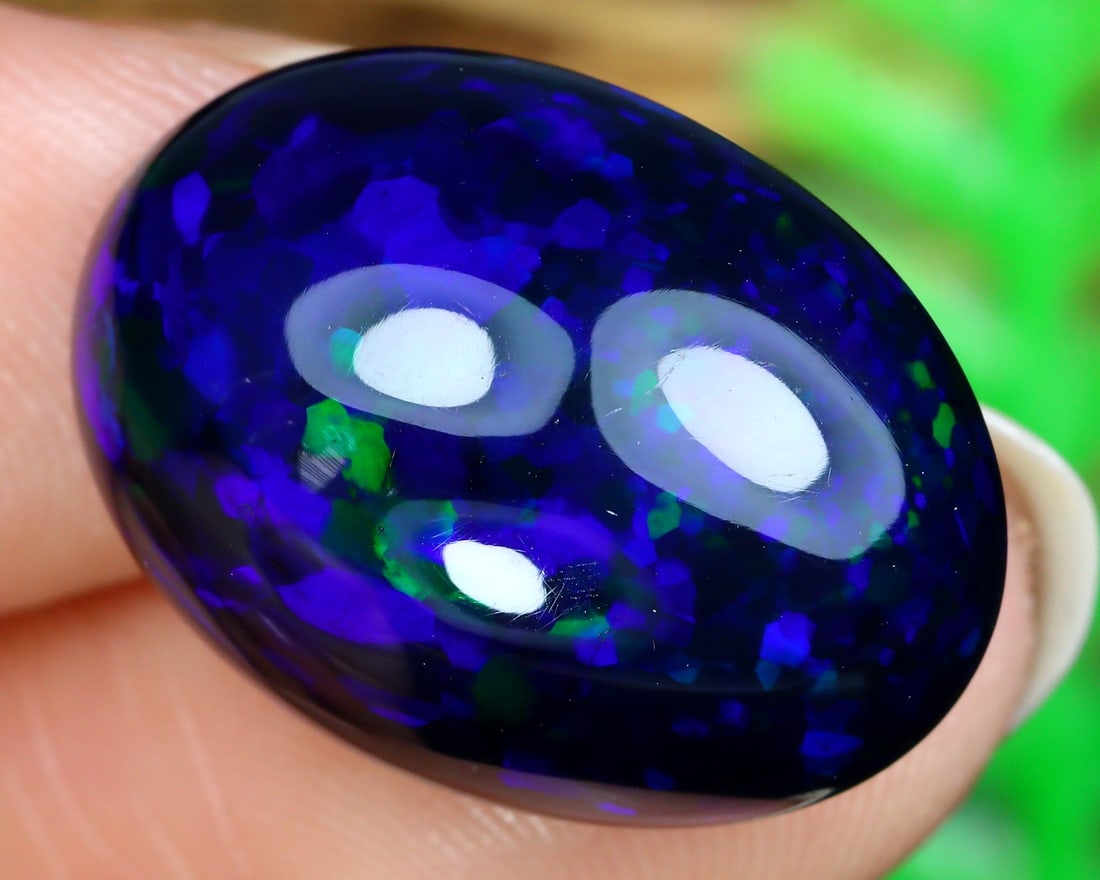 11.73Ct Natural Ethiopian Welo Black Smoke Opal Cabochon (1 of 4)