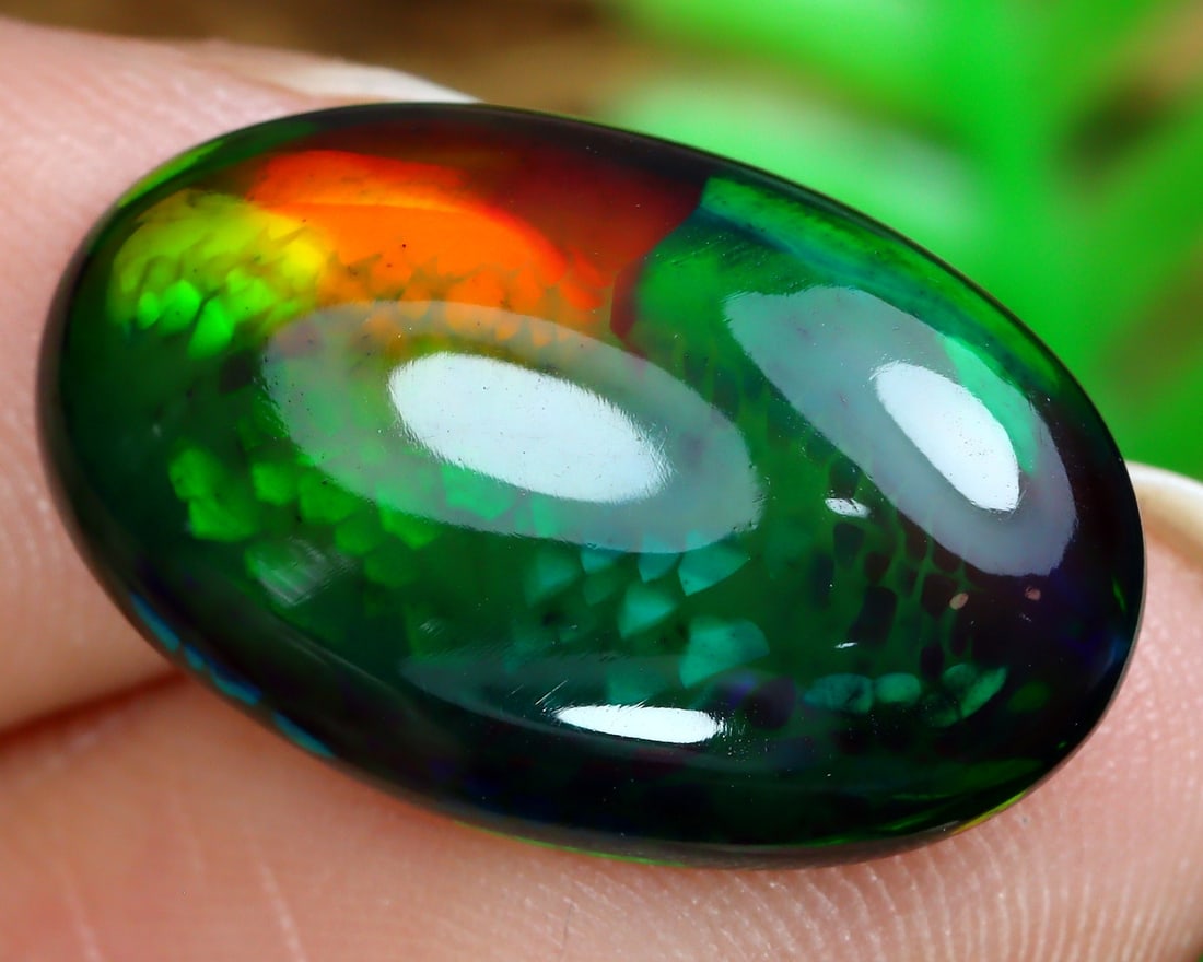6.11Ct Natural Ethiopian Welo Black Smoke Opal Cabochon (1 of 5)