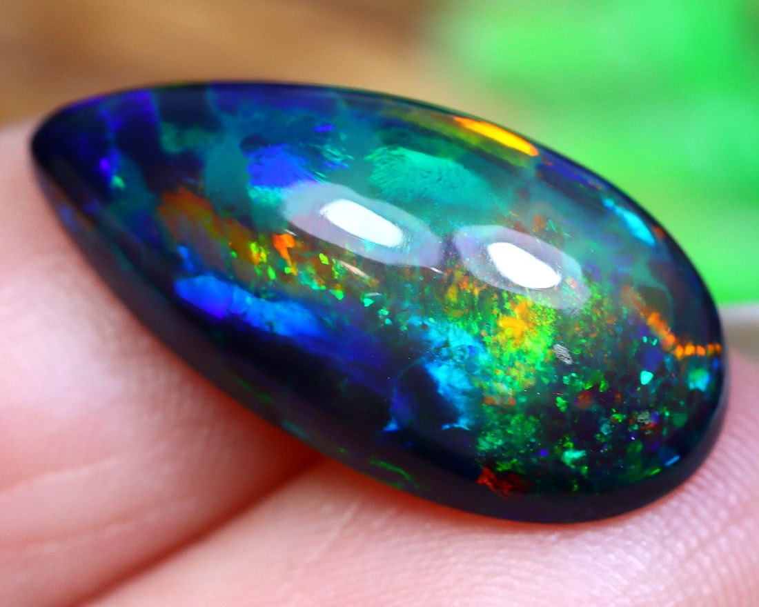 5.07Ct Natural Ethiopian Welo Black Smoke Opal Cabochon (1 of 4)