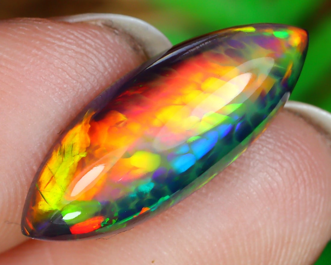 3.73Ct Natural Ethiopian Welo Black Smoke Opal Cabochon (1 of 6)