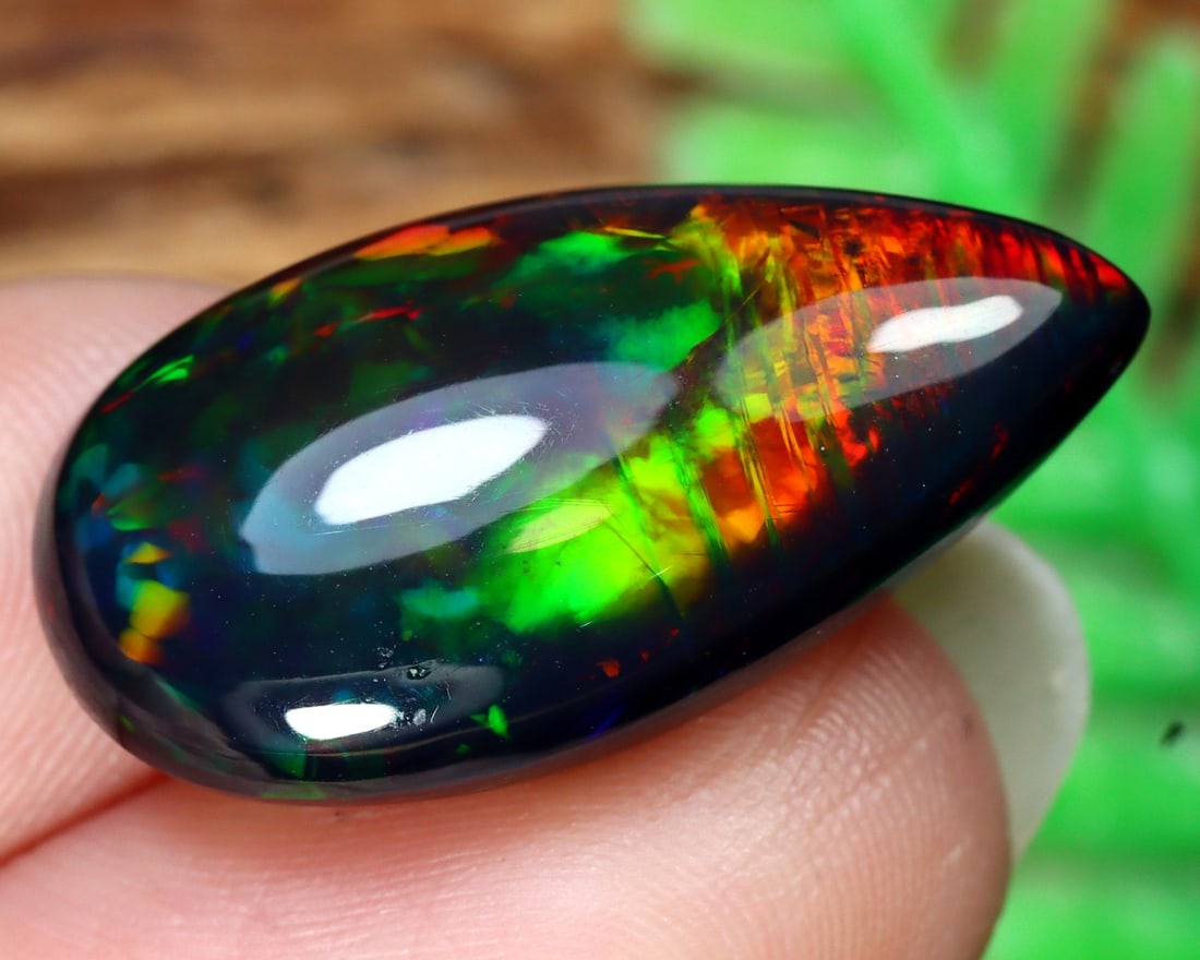 8.61Ct Natural Ethiopian Welo Black Smoke Opal Cabochon (1 of 4)