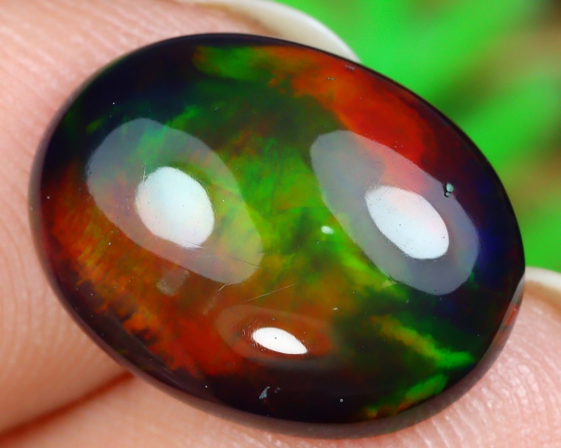 3.34Ct Natural Ethiopian Welo Black Smoke Opal Cabochon: 13.5x10.1x5 Weight: 3.34 Ct
