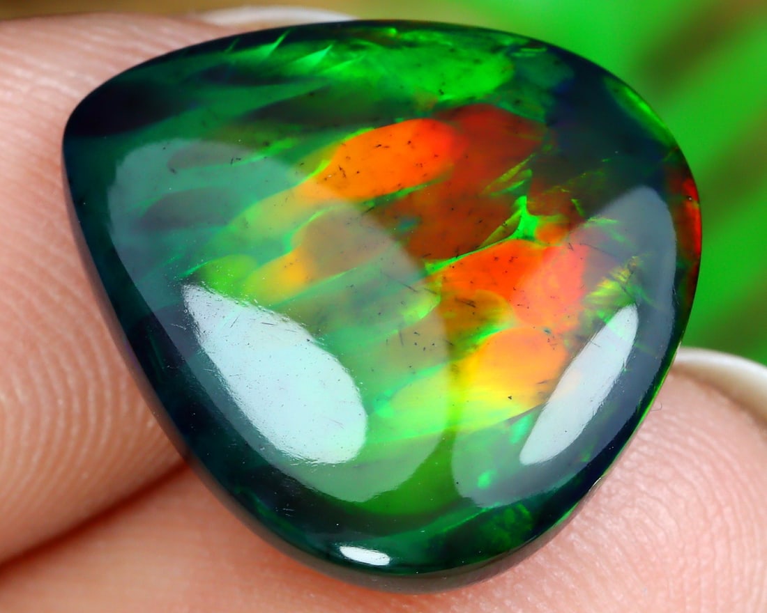 5.54Ct Natural Ethiopian Welo Black Smoke Opal Cabochon (1 of 4)