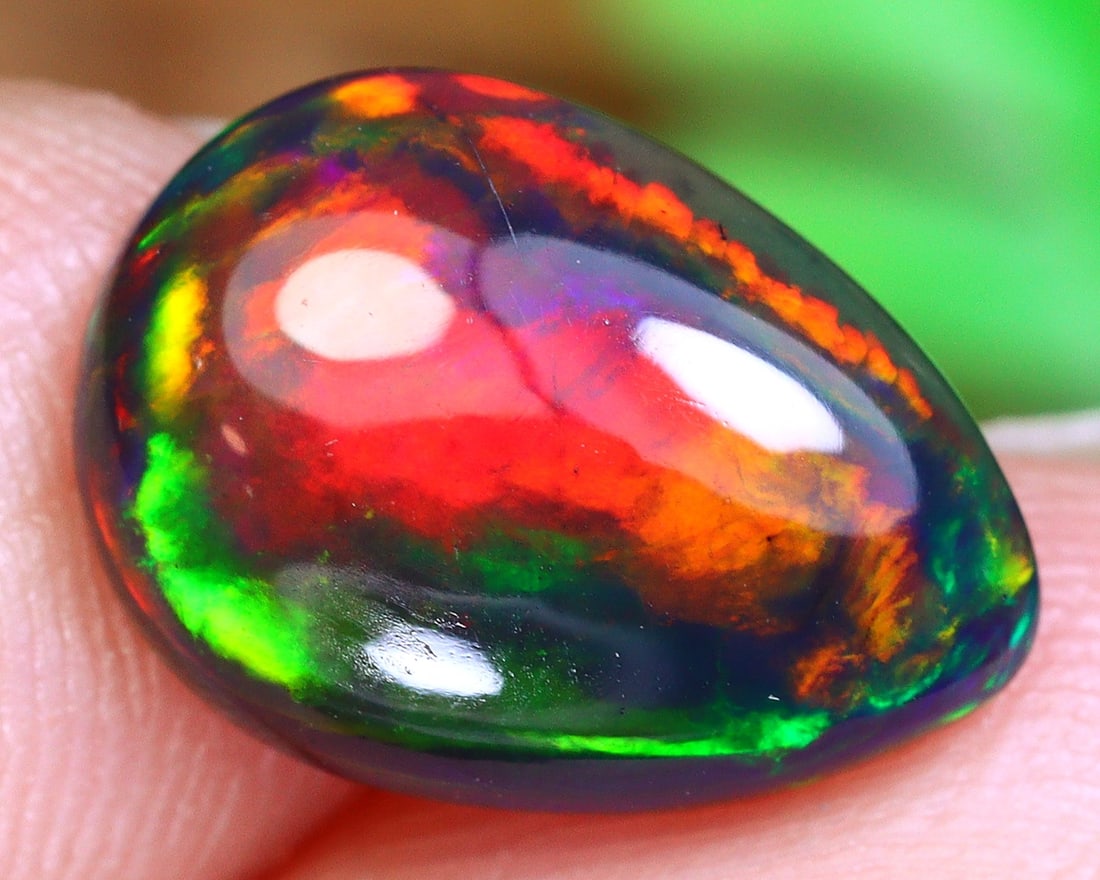 1.83Ct Natural Ethiopian Welo Black Smoke Opal Cabochon: 11.4x8.2x3.7mm Weight: 1.83Ct