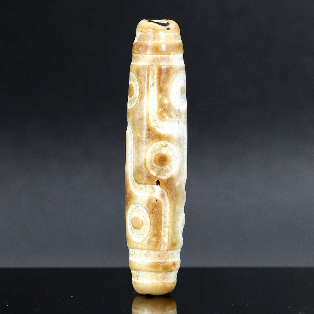 Collection of Vintage Chinese Tibetan Etched Agate Chung Eyes dZi Bead: 57x12mm Weight: 12 grams