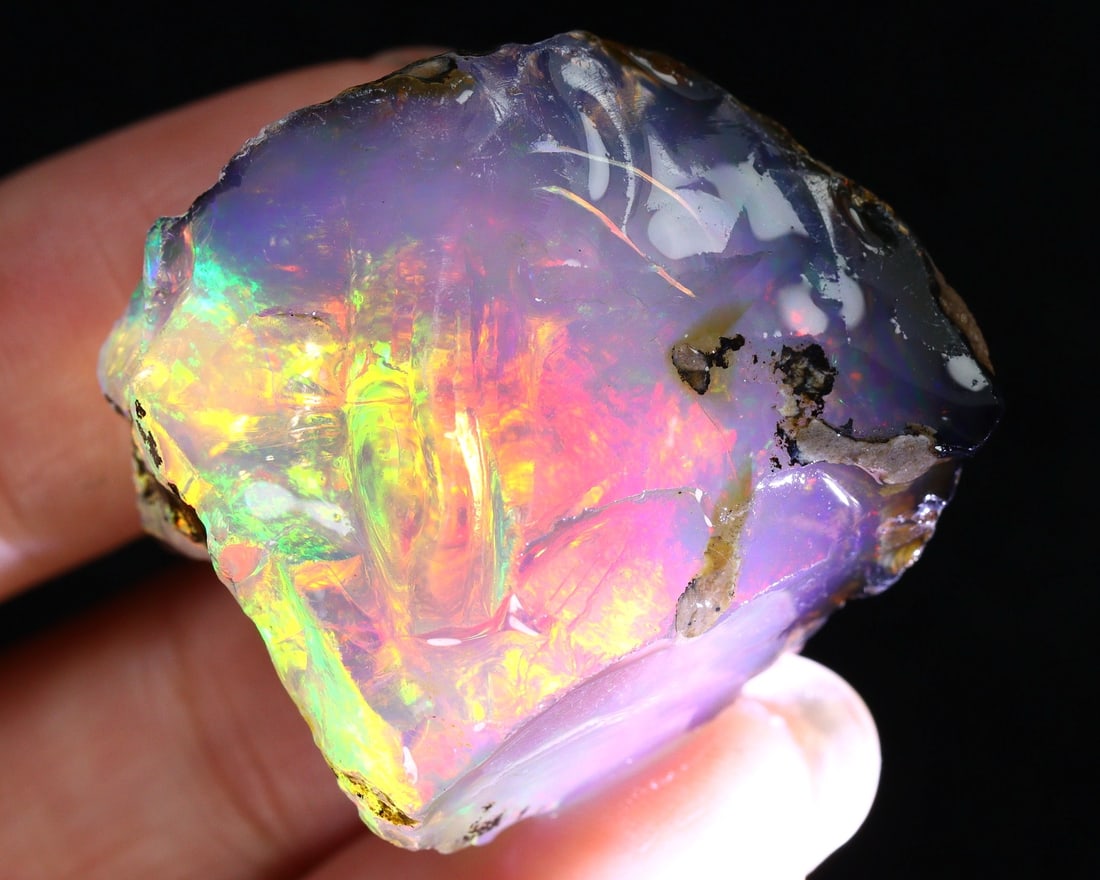 70Ct Collector Non-Hydrophane ContraLuz Crystal Opal Rough Specimen (1 of 8)