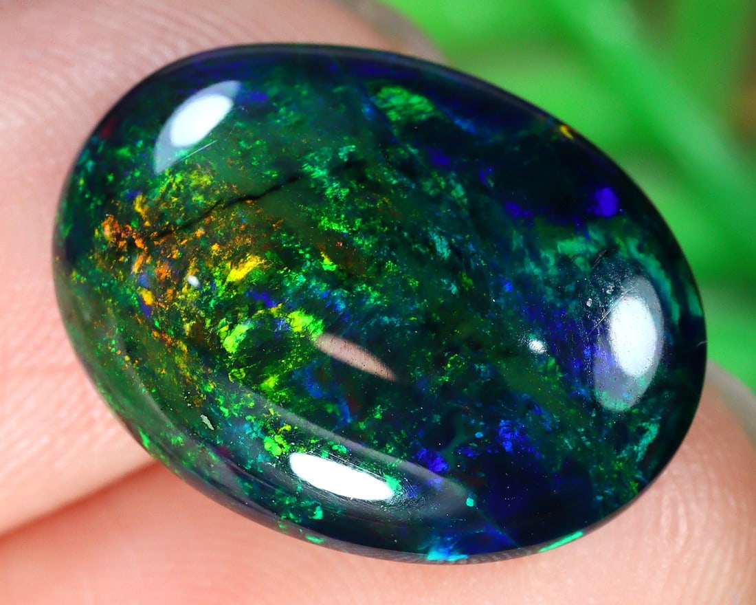4.6Ct Natural Ethiopian Welo Black Smoke Opal Cabochon: 16x12x4mm Weight: 4.6Ct