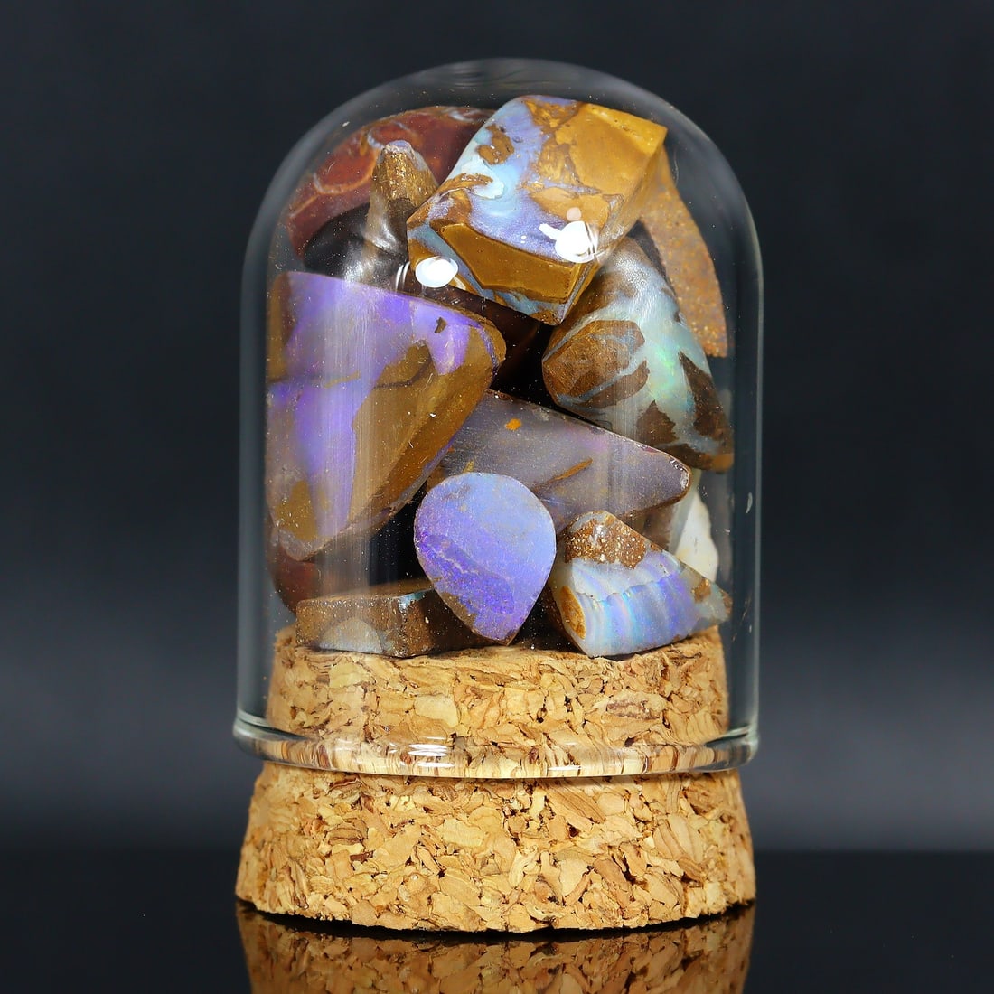 35Grams Australian Rare Fossilized Boulder Opal Rub Rough Jar: 4.5x3cm Weight: 35 grams