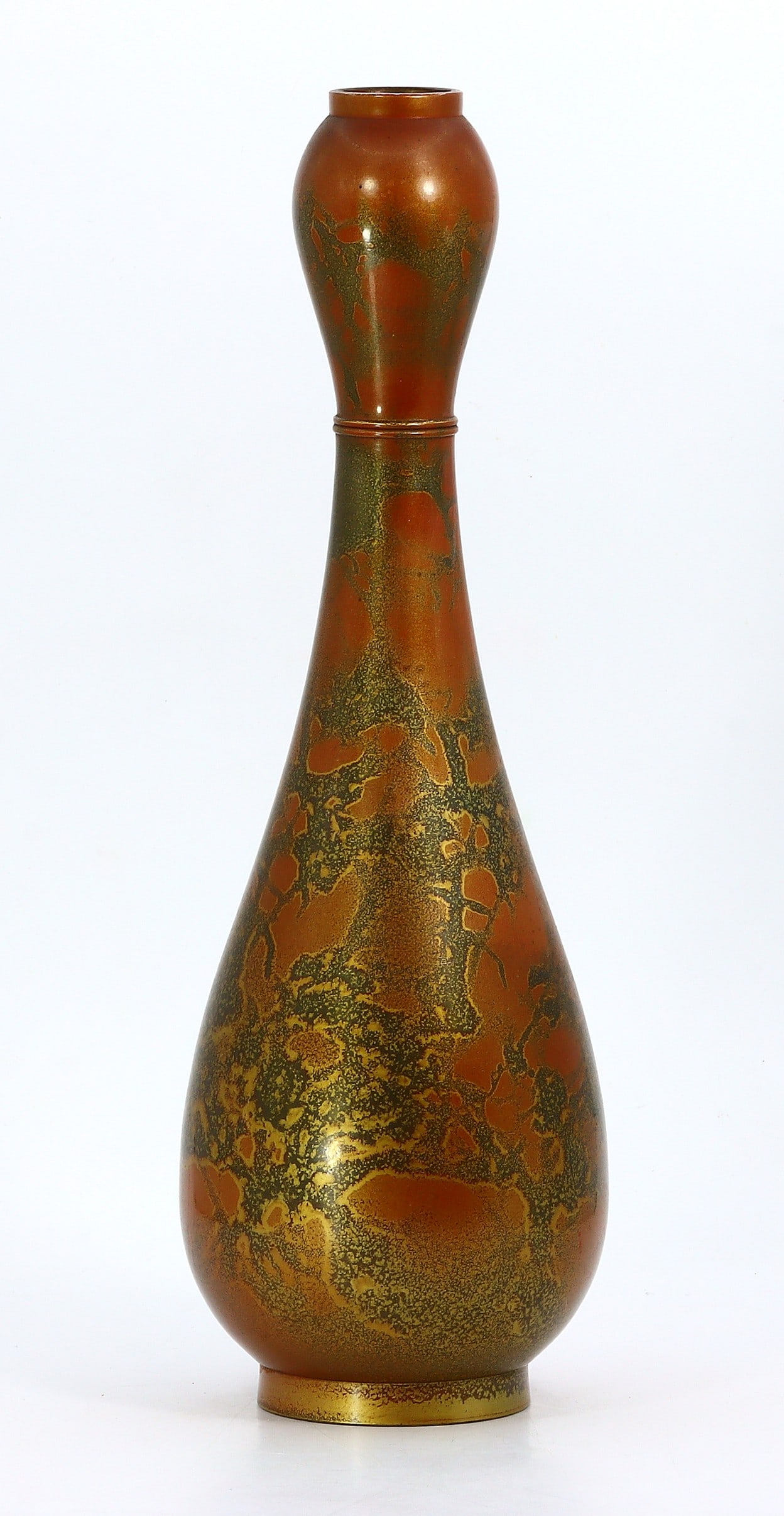 An Oriental Asian Japanese Artistic Red Bronze Flask: 11x8cm Weight: 545 grams