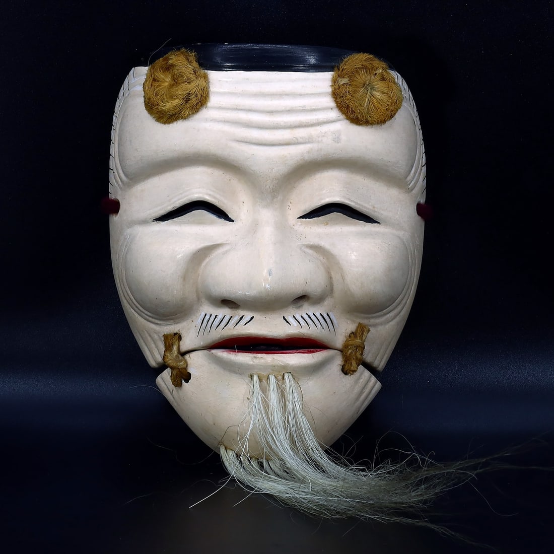 Vintage Japanese Display Wooden Noh Mask Kagura Face Kyogen Bugaku Gigaku: 16x12cm Weight: 114 grams