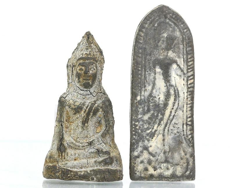 Two Southeast Asian Antique Bronze Buddha Sculpture Amulet Decoration Objects (1 of 2)