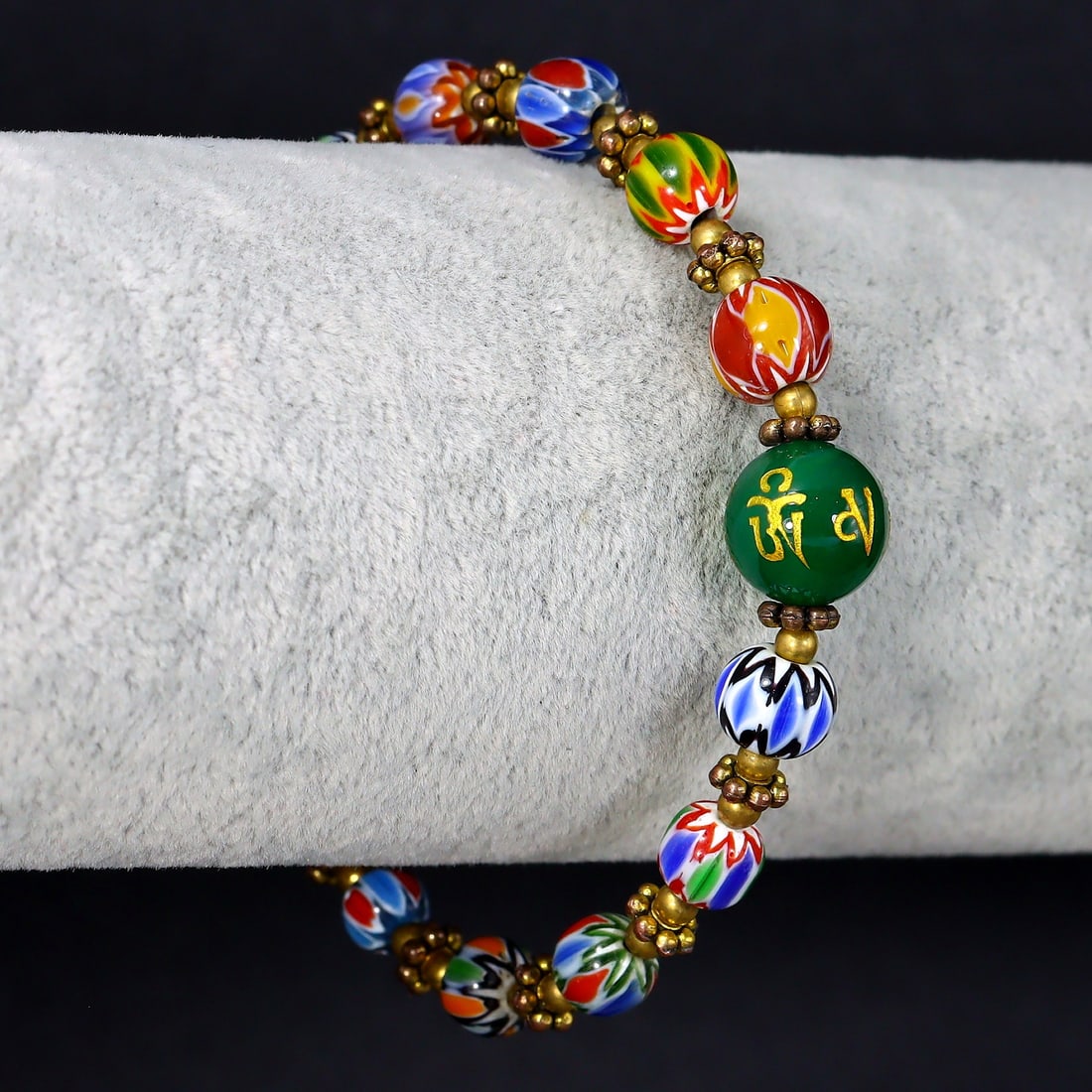 Vintage Italian Venice Chevron & Tibetan Bead Bracelet (1 of 2)