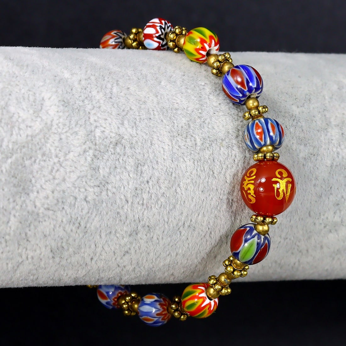 Vintage Italian Venice Chevron & Tibetan Bead Bracelet (1 of 2)