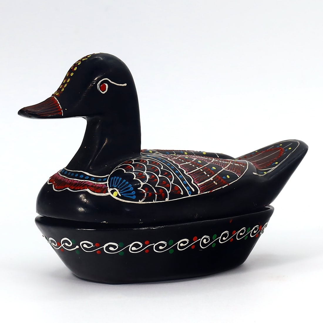 Thai Style Hand Painted Lacquerware Duck Box Lanna Duck Jewelry Trinket Box (1 of 3)