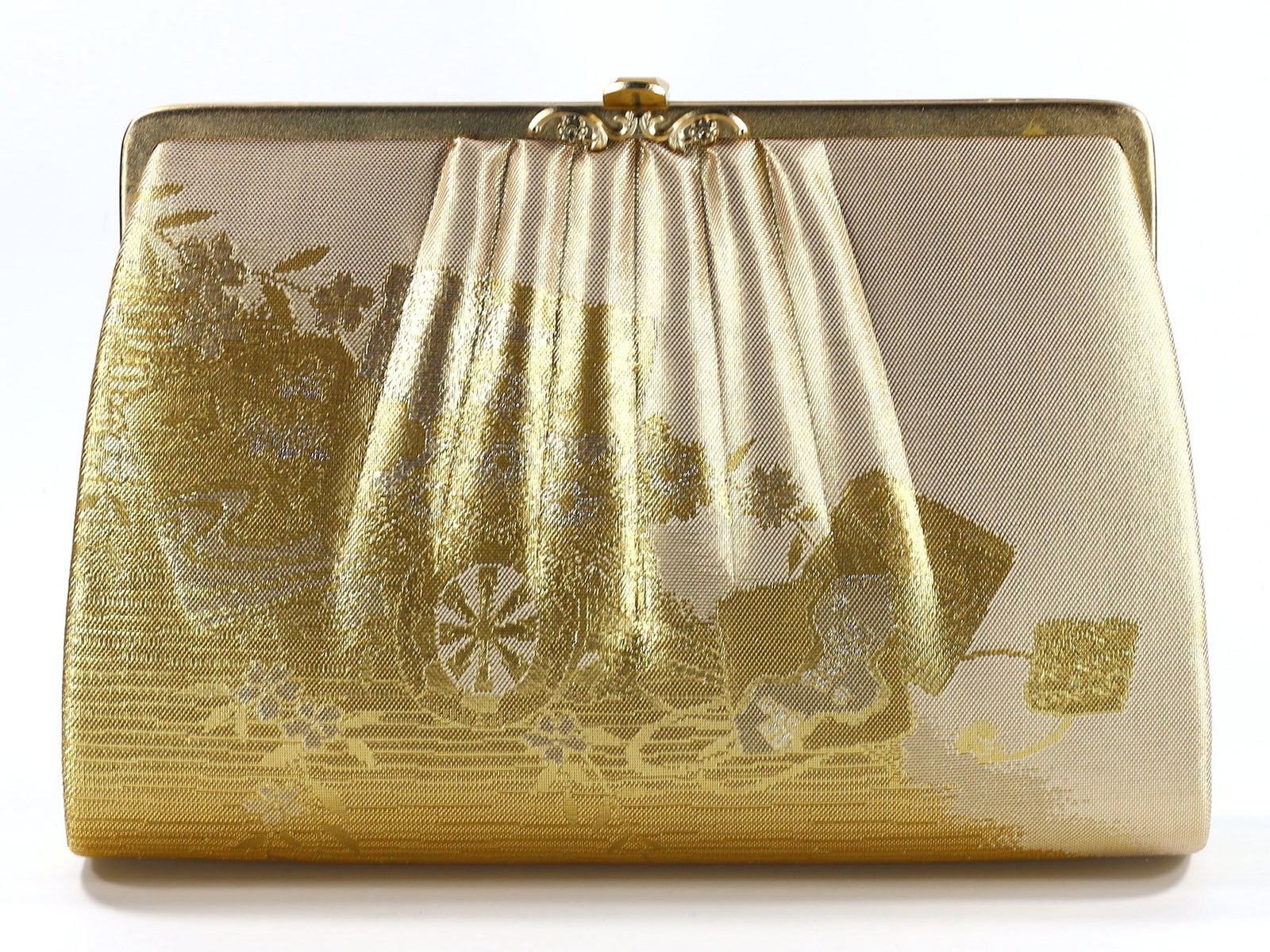 Vintage Japanese Silk Brocade Fabric Hand Bag Purse with Silk and Metallic Threads Fabric (1 of 8)