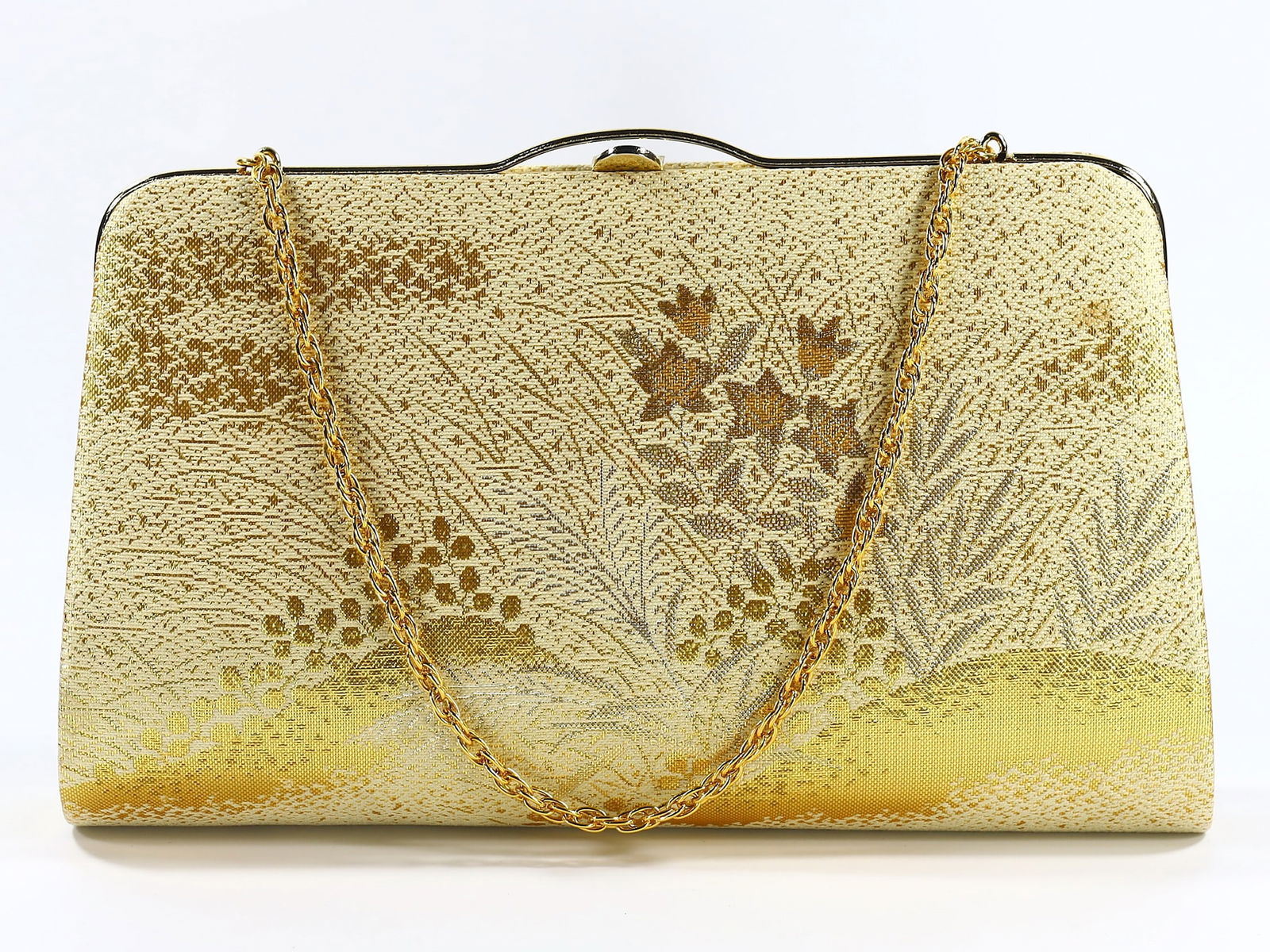 Vintage Japanese Silk Brocade Fabric Hand Bag Purse with Silk and Metallic Threads Fabric (1 of 6)
