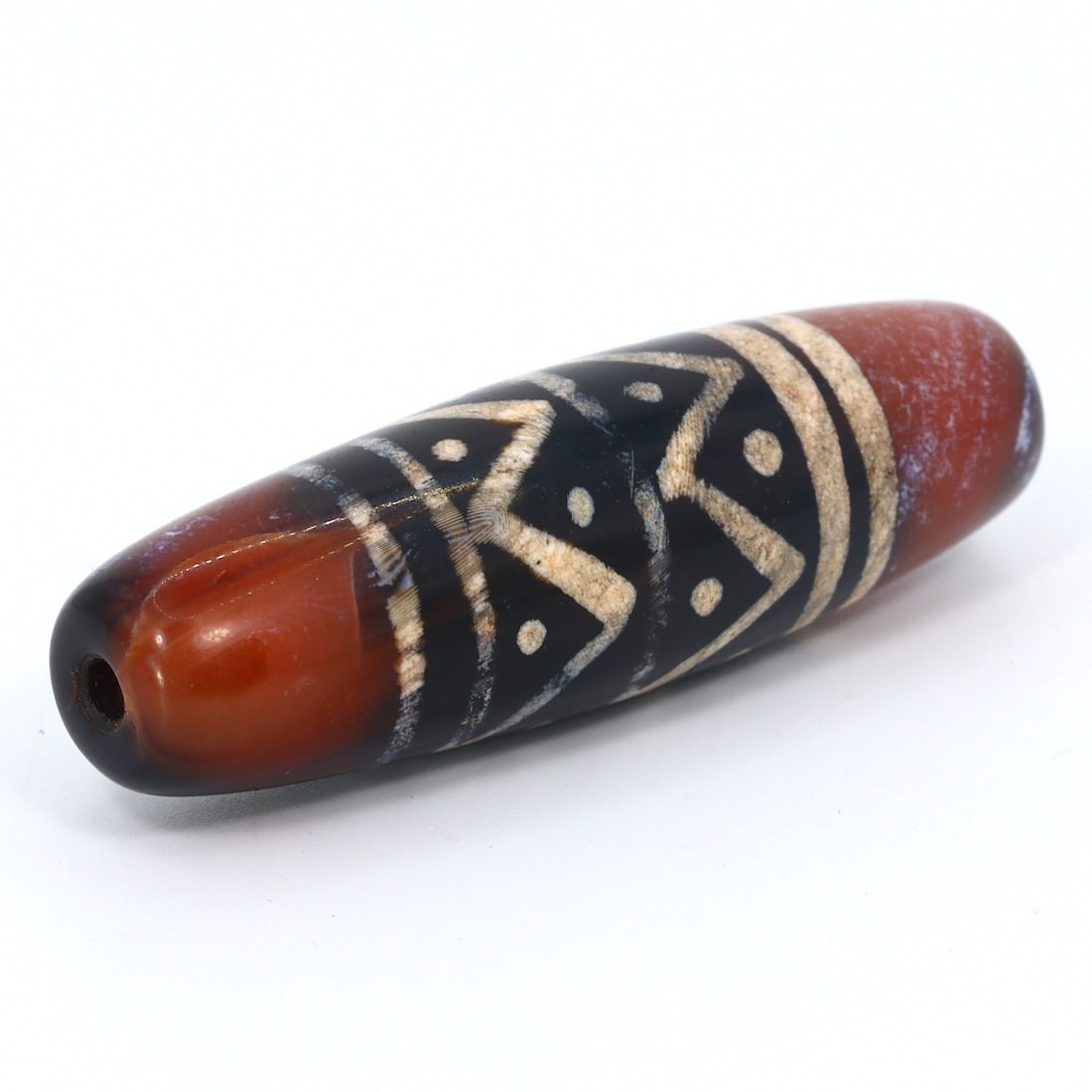 Antique Etched Zigzag Pattern Agate Carnelian Bead, Burma (1800AD - 1900AD) (1 of 4)