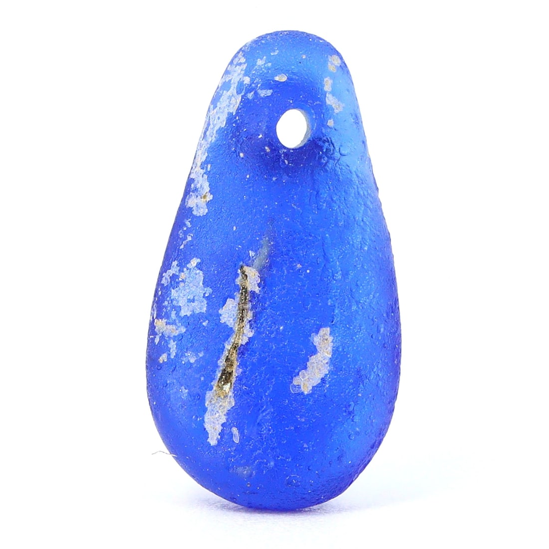 Ancient Cobalt Blue Seed Pot Bead, New Kingdom Ancient Egypt (1550 BC to 1077 BC): Dimension: 12x6.4mm "Journey Through Time: Ancient Bronze Age Beads, Sculpture, and Ornaments, Featuring Himalayan Tibetan Agate Carnelian Dzi Beads" Unearth the timeless allure of ancient beads, scul