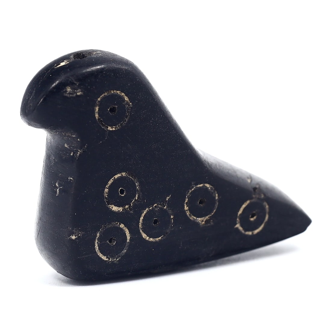 Ancient Jet Stone Eye Marking Amulet Bead, Greco-Bactrian Kingdom (3rdC BC - 2ndC BC) (1 of 4)