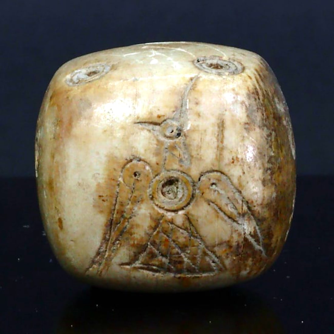 Ancient Bone Dice of Cyrus the Great Symbol, Achaemenid Empire (550 BC to 330 BC): Dimension: 20x20mm "Journey Through Time: Ancient Bronze Age Beads, Sculpture, and Ornaments, Featuring Himalayan Tibetan Agate Carnelian Dzi Beads" Unearth the timeless allure of ancient beads, sculp
