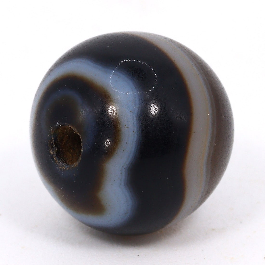 Antique Sulemani Babagoria Art & Eye Agate Bead, Medieval Period (5thC AD - 15thC AD): Dimension: 10.4x10.4mm "Journey Through Time: Ancient Bronze Age Beads, Sculpture, and Ornaments, Featuring Himalayan Tibetan Agate Carnelian Dzi Beads" Unearth the timeless allure of ancient beads, s
