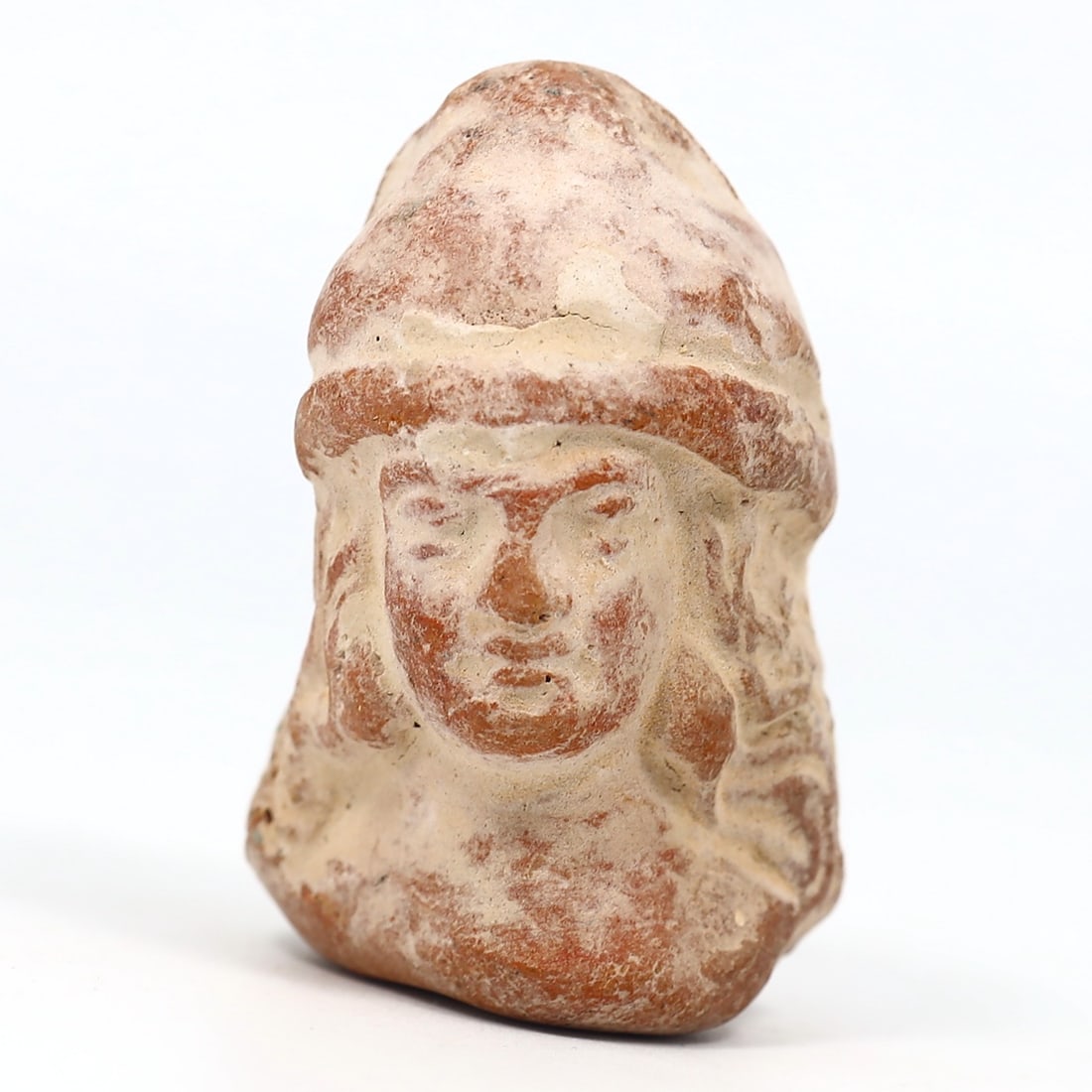 Ancient Greek Women Terracotta Bust Sculpture, Archaic Period (8thC BC - 6thC BC): Dimension: 45x25mm "Journey Through Time: Ancient Bronze Age Beads, Sculpture, and Ornaments, Featuring Himalayan Tibetan Agate Carnelian Dzi Beads" Unearth the timeless allure of ancient beads, sculp
