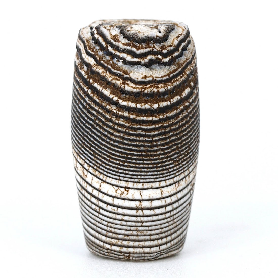 Ancient Sulemani Banded Agate Dzi Bead, Himalayan Pakistan (700 BC - 500 BC): Dimension: 18.5x9.9mm "Journey Through Time: Ancient Bronze Age Beads, Sculpture, and Ornaments, Featuring Himalayan Tibetan Agate Carnelian Dzi Beads" Unearth the timeless allure of ancient beads, sc