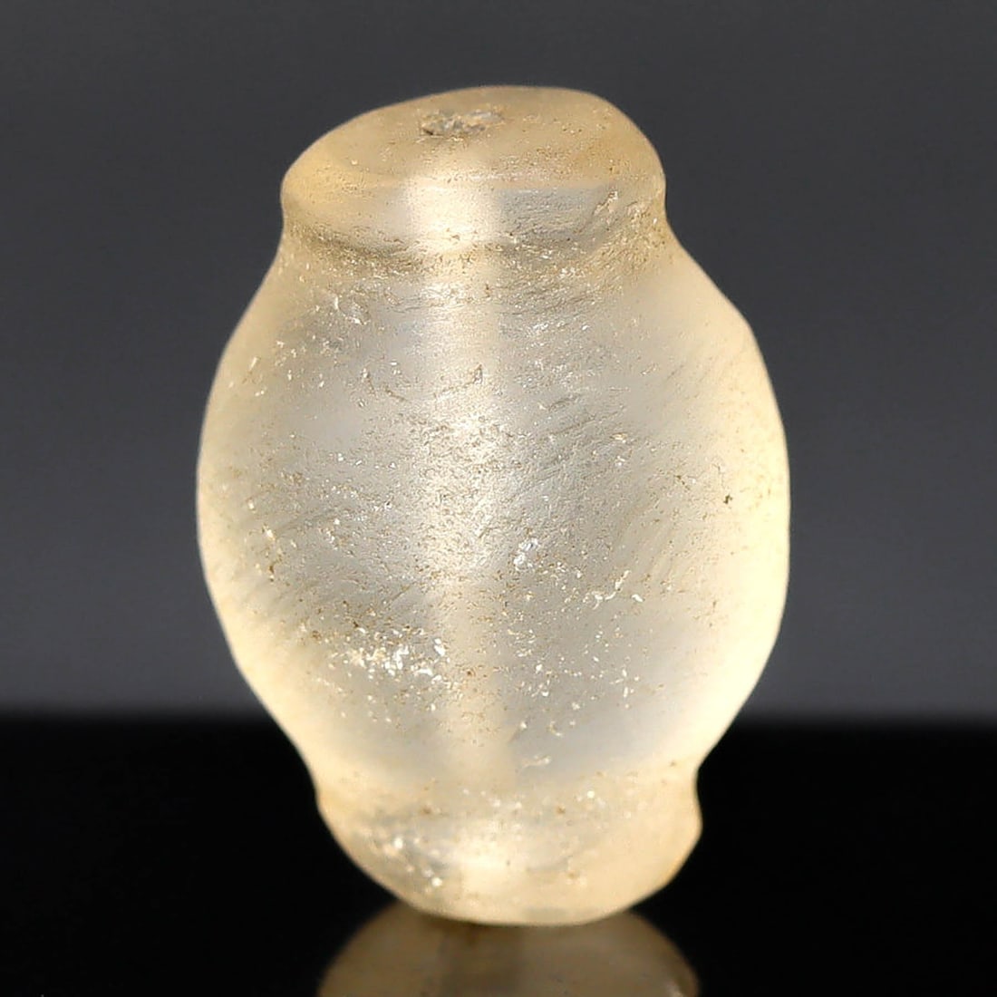 Antique Collared Rock Crystal Bead, Ghana Empire (600 AD - 1300 AD): Dimension: 15.6x11mm "Journey Through Time: Ancient Bronze Age Beads, Sculpture, and Ornaments, Featuring Himalayan Tibetan Agate Carnelian Dzi Beads" Unearth the timeless allure of ancient beads, scu