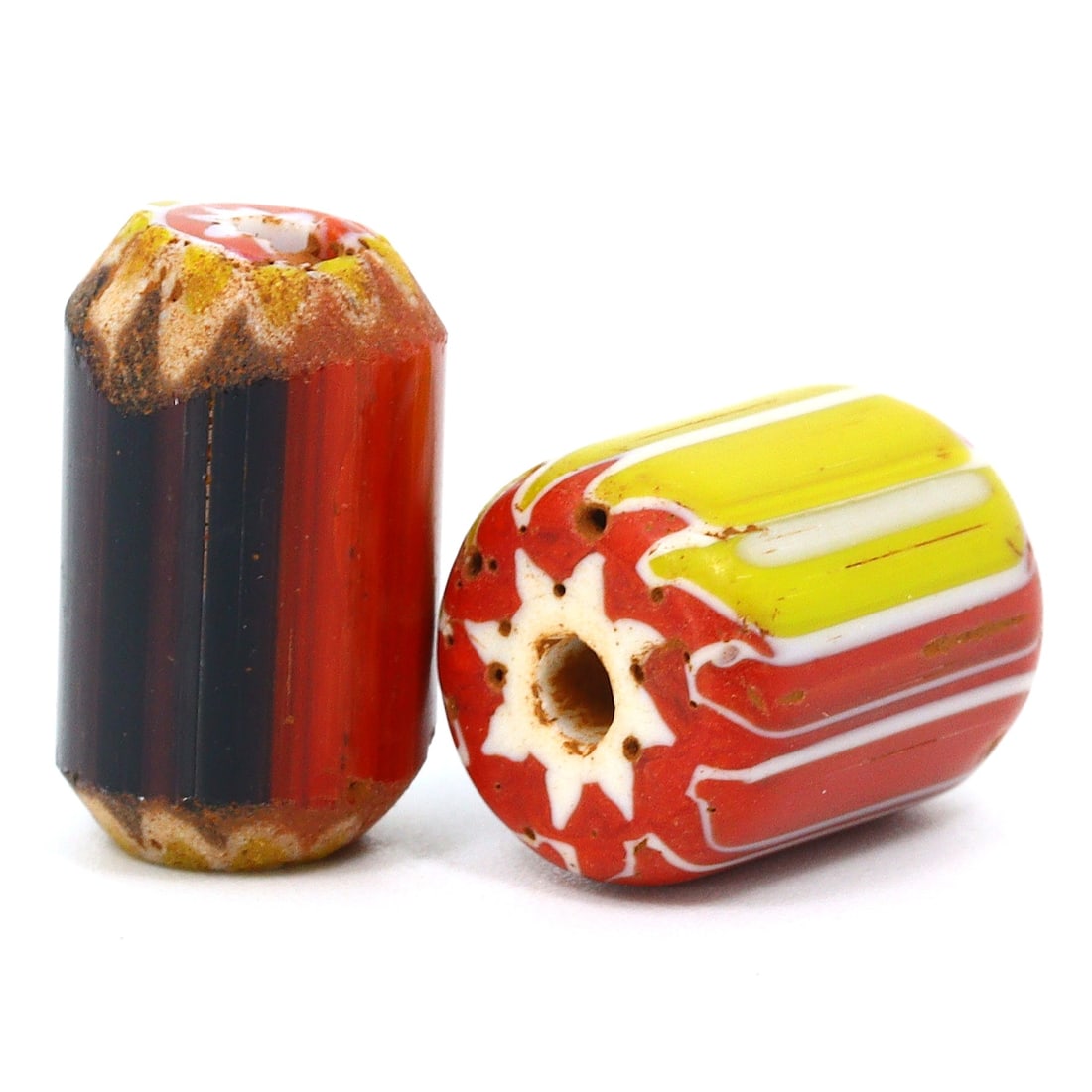 Antique Glass Chevron Bead Venice (1600AD-1700AD): Bead Dimension: 11x9mm in size Discover the Timeless Beauty of Ancient Beads with Thousand Planet Auction House Beneath the sands of history lie treasures that transcend time-ancient beads that bear w