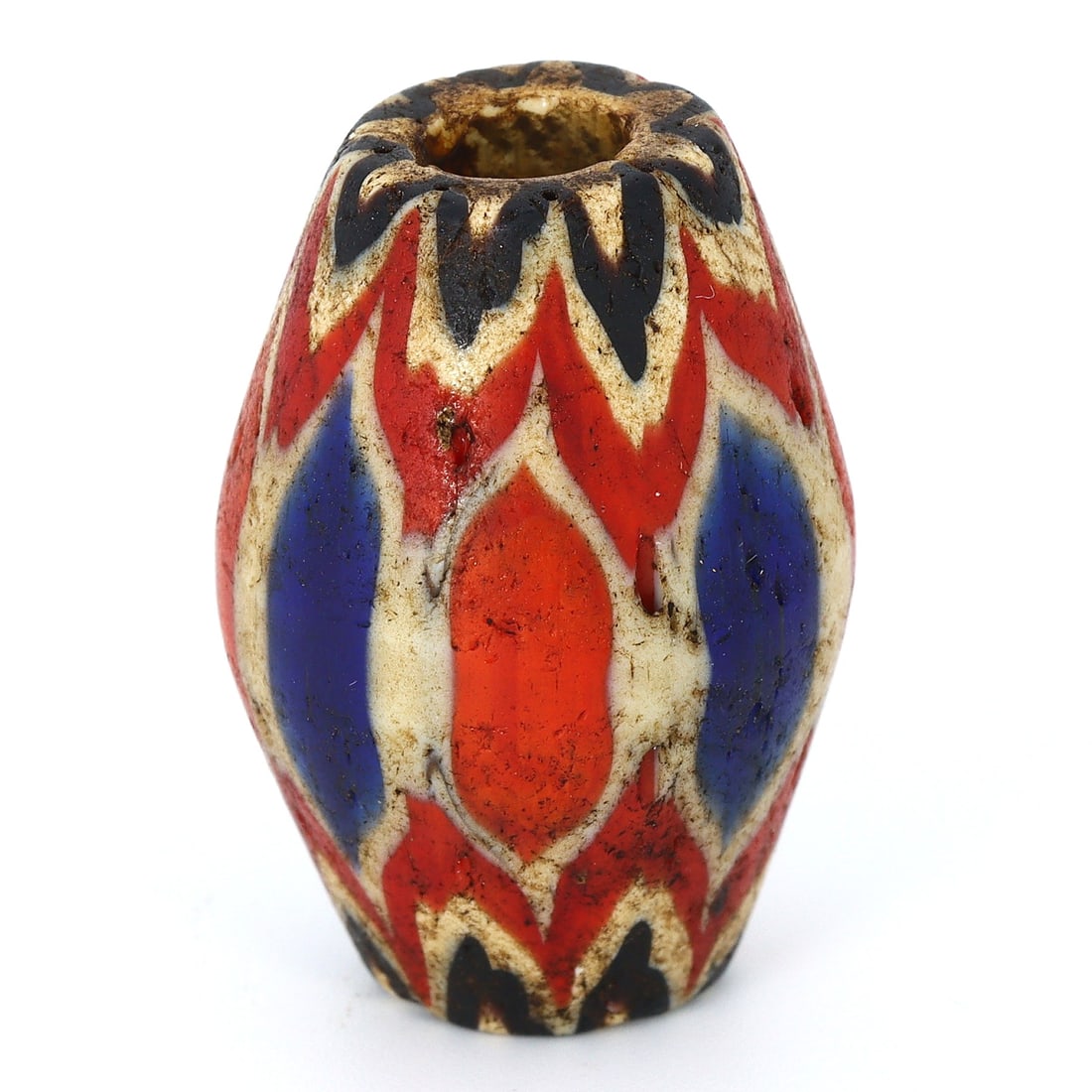 Antique Glass Chevron Bead, Venice (1600 AD - 1700 AD): Bead Dimension: 29x20mm in size Discover the Timeless Beauty of Ancient Beads with Thousand Planet Auction House Beneath the sands of history lie treasures that transcend time-ancient beads that bear 