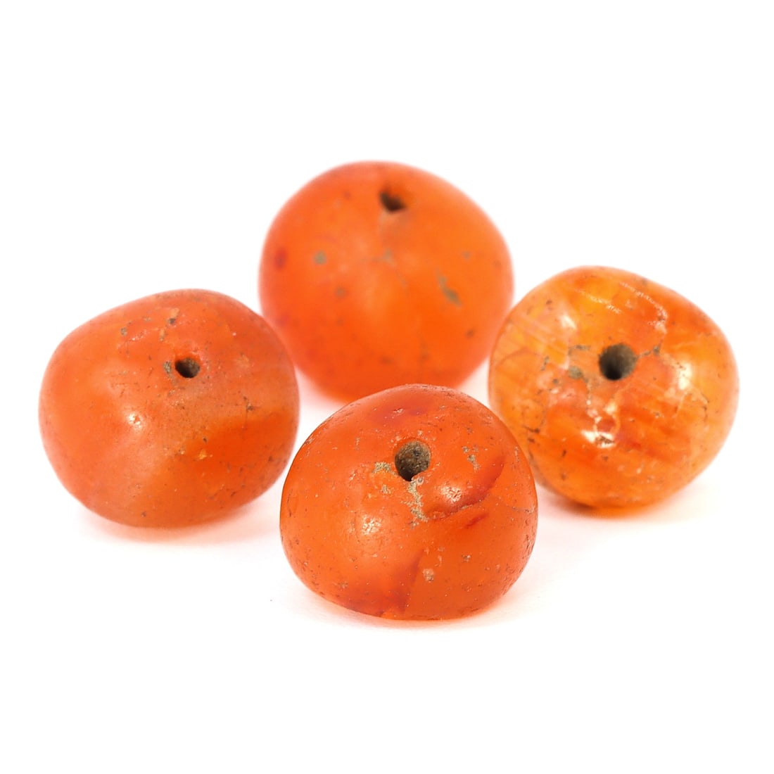 Antique Carnelian Beads, India India (1500 AD - 1600 AD): Dimension: 9x8mm "Journey Through Time: Ancient Bronze Age Beads, Sculpture, and Ornaments, Featuring Himalayan Tibetan Agate Carnelian Dzi Beads" Unearth the timeless allure of ancient beads, sculptu
