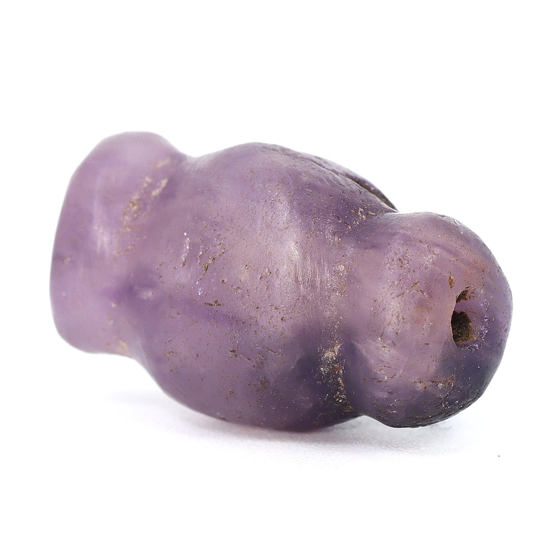 Ancient Carved Amethyst Crystal Bead, Rajput Period (11thC AD - 12thC AD): Dimension: 14x9mm "Journey Through Time: Ancient Bronze Age Beads, Sculpture, and Ornaments, Featuring Himalayan Tibetan Agate Carnelian Dzi Beads" Unearth the timeless allure of ancient beads, sculpt