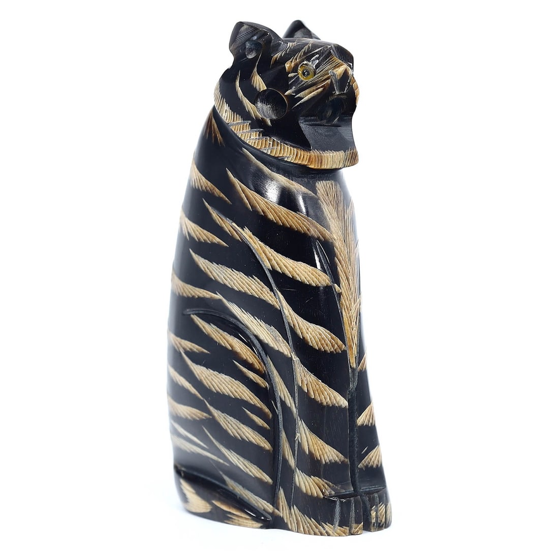 Handmade Ox Horn Carving Tigers Animal Figurines & Miniatures: 17.5x5cm Weight: 124grams