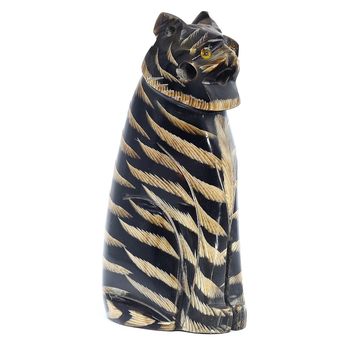 Handmade Ox Horn Carving Tigers Animal Figurines & Miniatures: 17.5x5cm Weight: 126grams