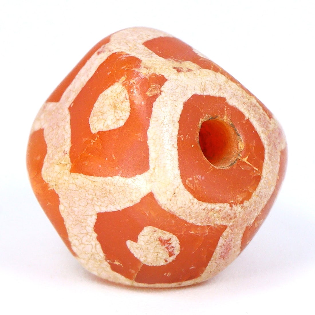 Pyu's Historical Trade Jewel: Etched Carnelian Bead, 2nd Century BCE - 9th Century CE: Dimension: 10.5x9.4mm Rarity Level: Highly Rare This bead, stemming from the Pyu era, represents a unique piece of history from an ancient civilization that existed nearly two millennia ago. Estimate: