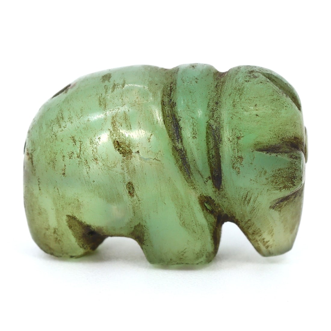 Southeast Asian Chrysoprase Elephant Bead: Testament of Ancient Artistry (c. 500-700 AD) (1 of 4)