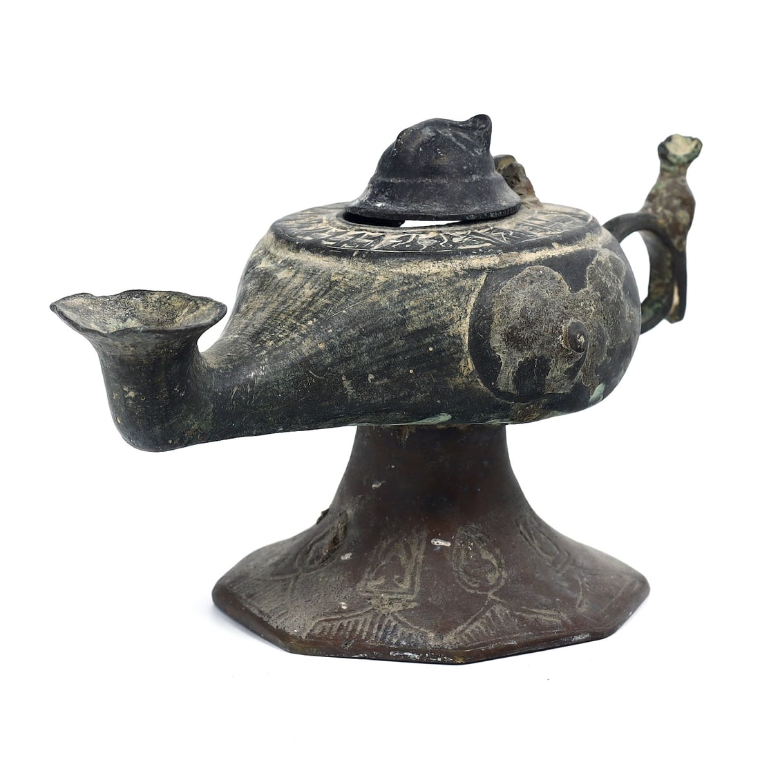 Ancient Islamic Seljuk Bronze Oil Lamp Pinnacle Of Medieval