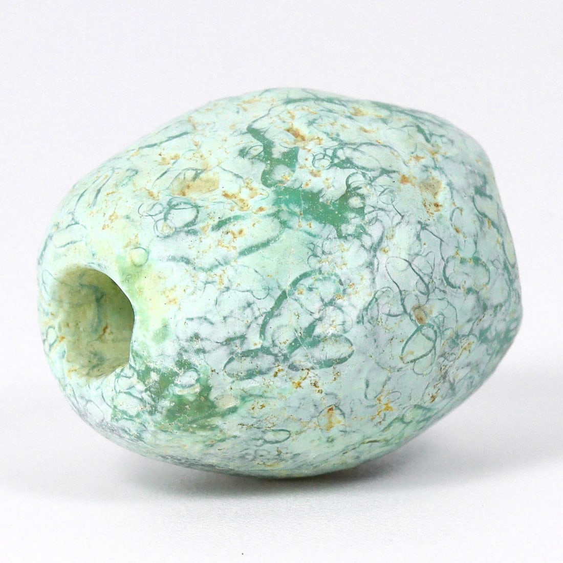 Ancient Melon-Shaped Faience Bead: Pinnacle of New Kingdom Artistry (1550-1077BC) (1 of 4)