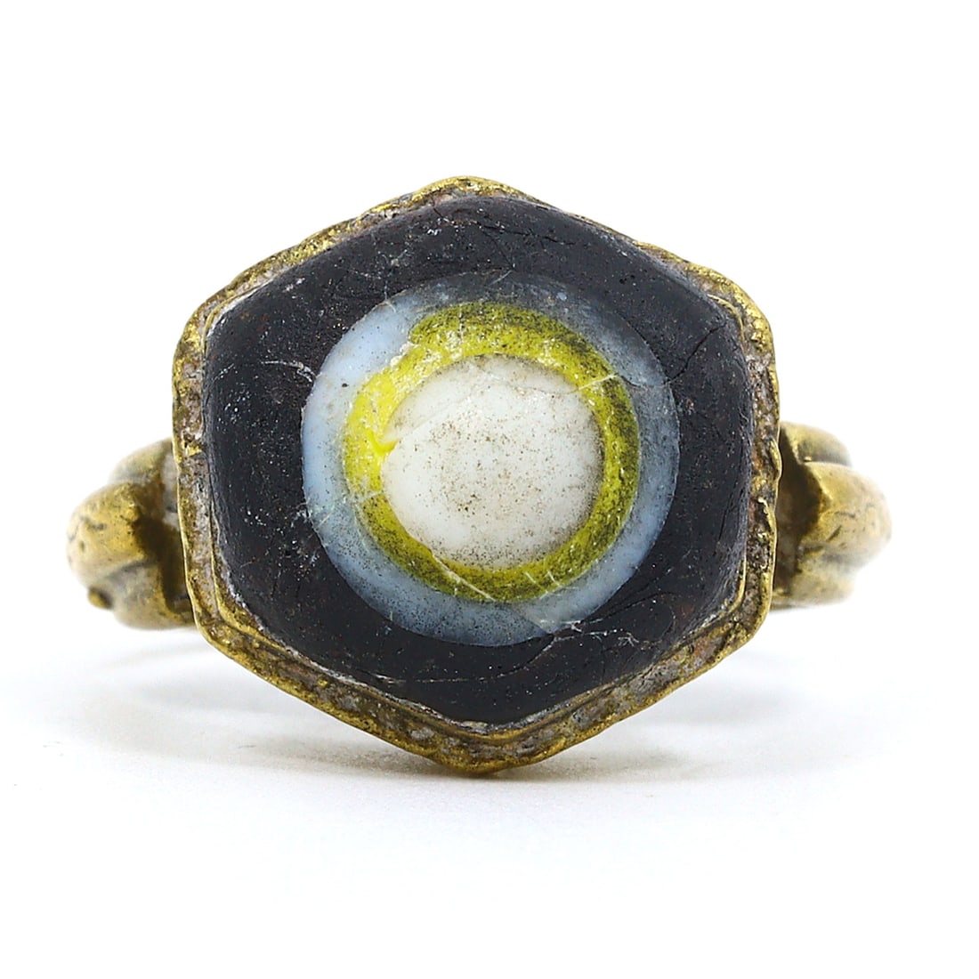 Retro Gilt Ring with 20th Century Islamic Design Glass Bead (1 of 3)